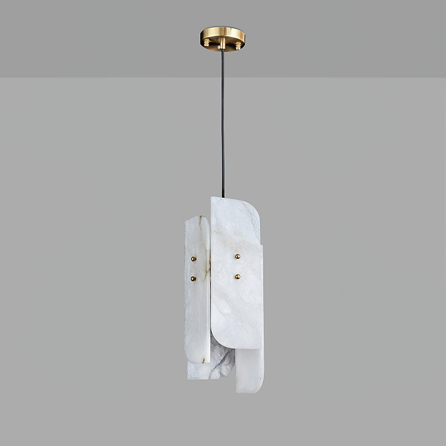 Modern Megalith Mini Alabaster Pendant Light Brass Finish Luxury Natural Stone Ceiling Lamp