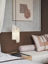 Modern Megalith Mini Alabaster Pendant Light Brass Finish Luxury Natural Stone Ceiling Lamp