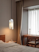 Modern Megalith Mini Alabaster Pendant Light Brass Finish Luxury Natural Stone Ceiling Lamp