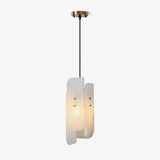 Modern Megalith Mini Alabaster Pendant Light Brass Finish Luxury Natural Stone Ceiling Lamp