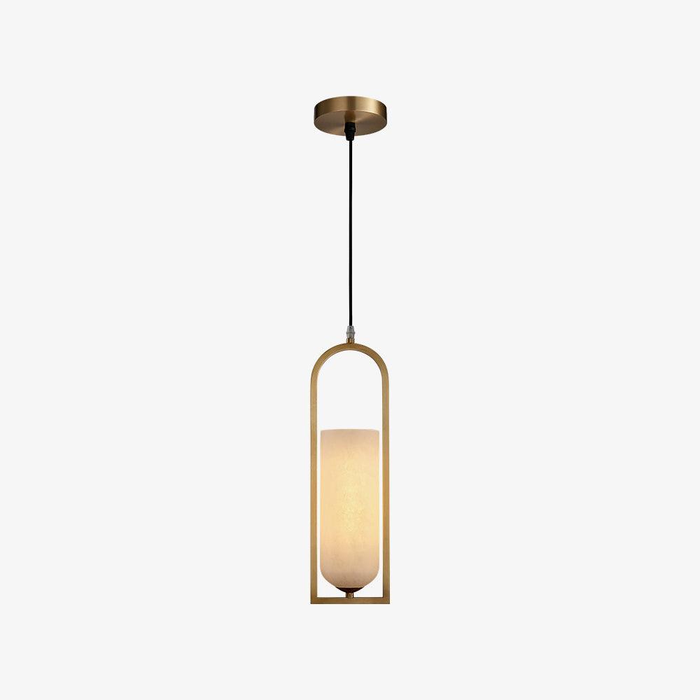 Modern Melange Small Alabaster Pendant Light with Brass Details