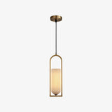 Modern Melange Small Alabaster Pendant Light with Brass Details