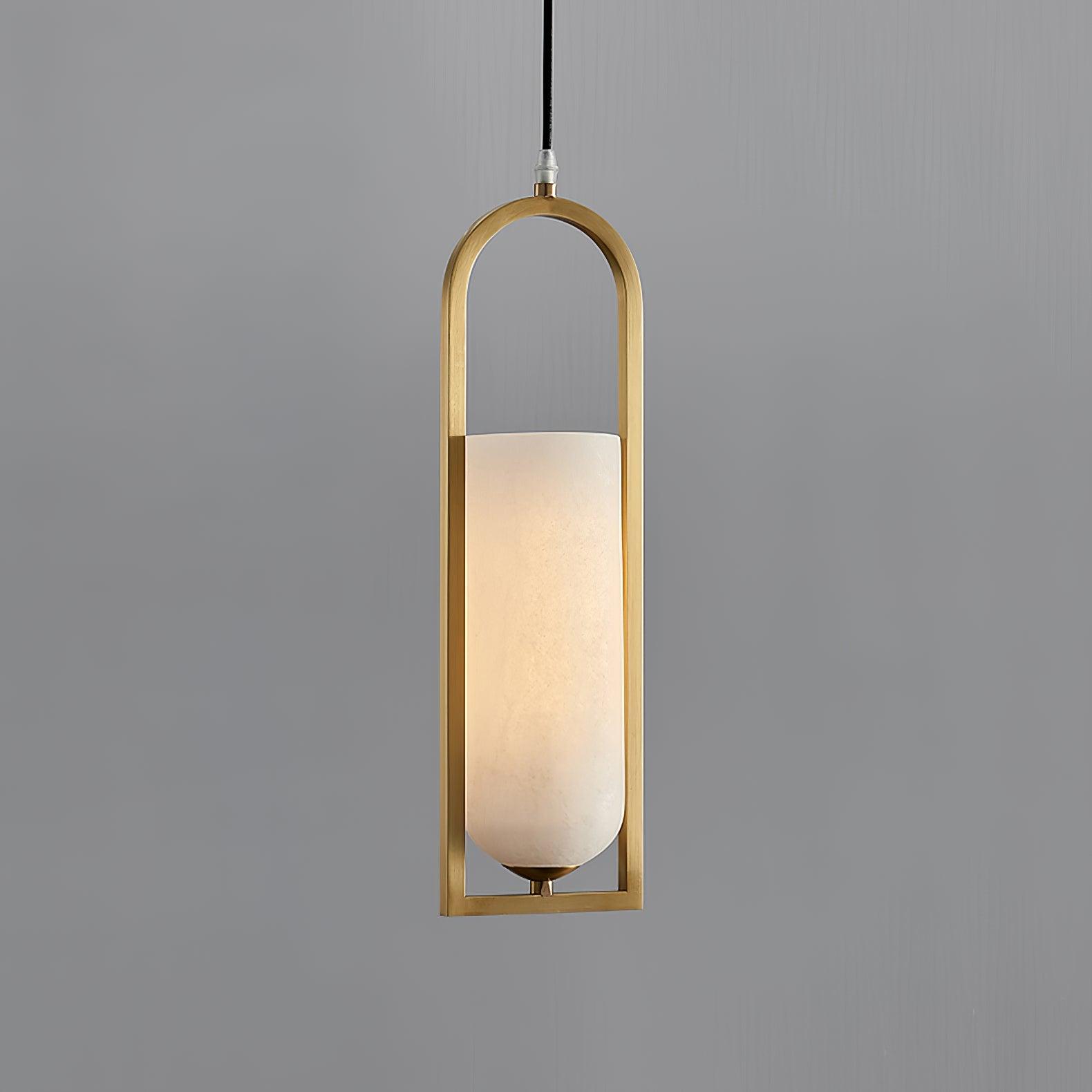 Modern Melange Small Alabaster Pendant Light with Brass Details