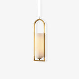 Modern Melange Small Alabaster Pendant Light with Brass Details