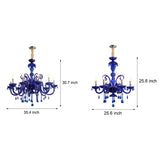 Modern Memphis Style Blue Crystal Chandelier 3 Color Dimming Glass Candle Pendant Light