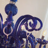 Modern Memphis Style Blue Crystal Chandelier 3 Color Dimming Glass Candle Pendant Light