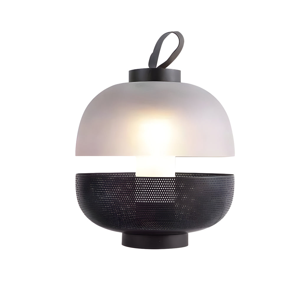 Modern Mesh Metal and Frosted Glass LED Table Lamp 11 Inch Portable Decorative Light for Home
