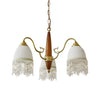 Modern Mesh Tassel Glass Gasolier Chandelier Brass and Wood Pendant Light