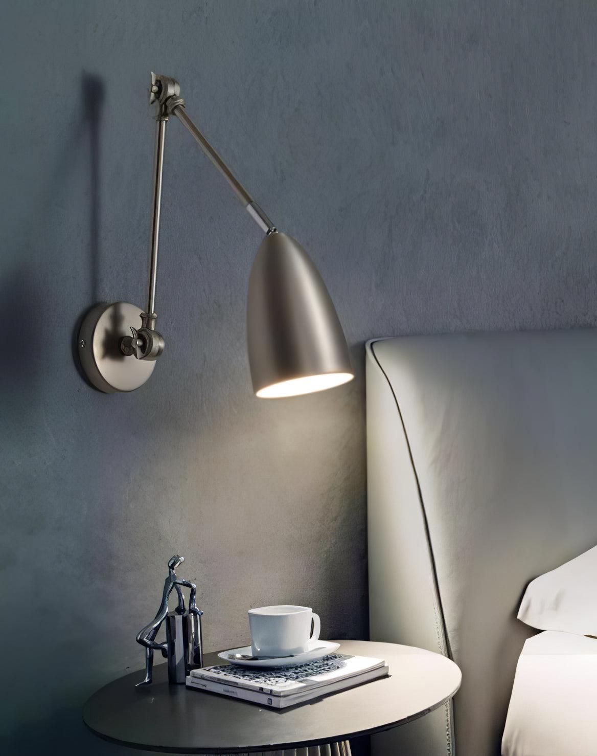 Modern Metal Adjustable Swing Arm Wall Mounted Sconce for Reading and Bedside Lighting