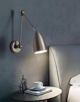 Modern Metal Adjustable Swing Arm Wall Mounted Sconce for Reading and Bedside Lighting