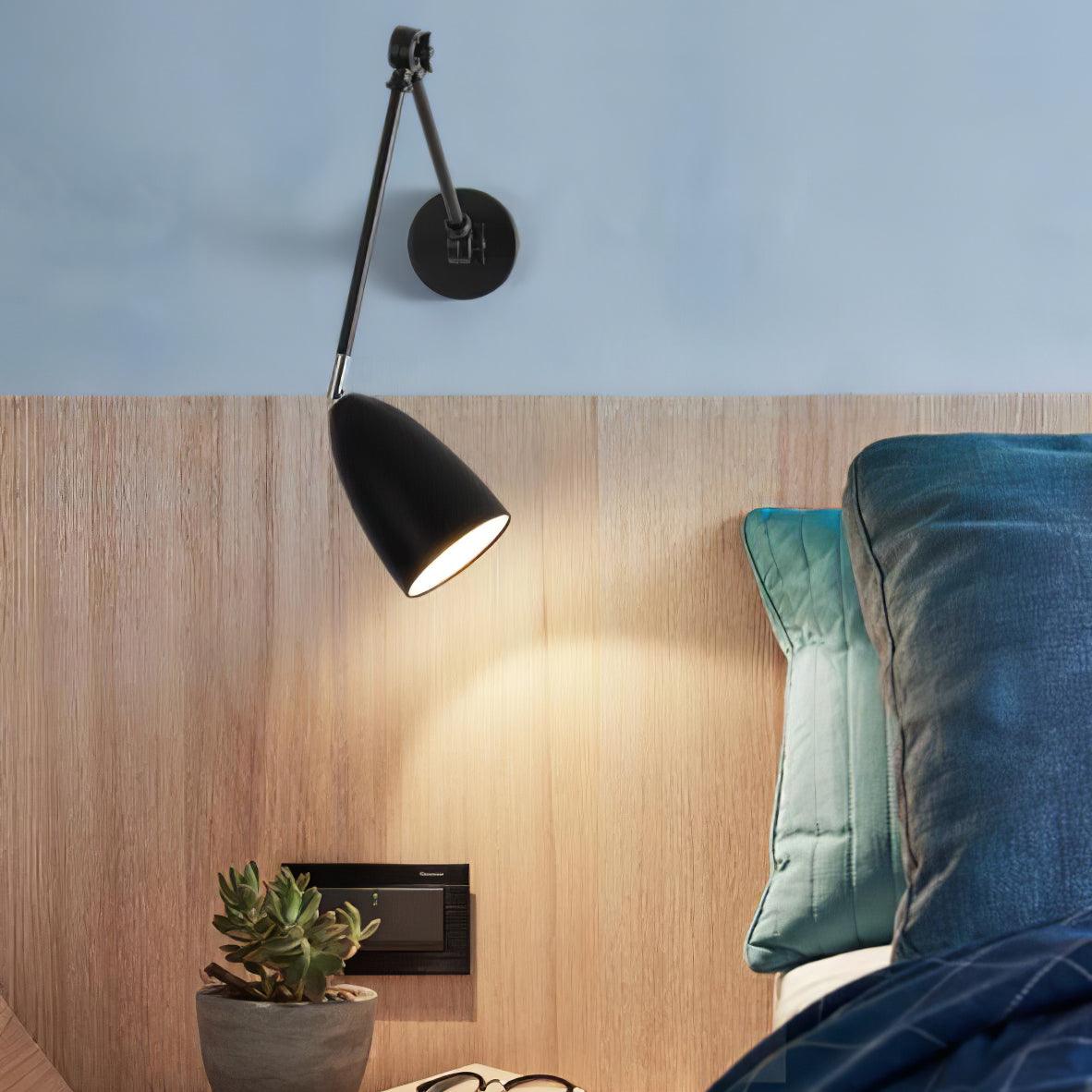 Modern Metal Adjustable Swing Arm Wall Mounted Sconce for Reading and Bedside Lighting