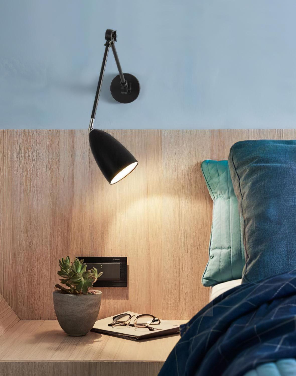 Modern Metal Adjustable Swing Arm Wall Mounted Sconce for Reading and Bedside Lighting