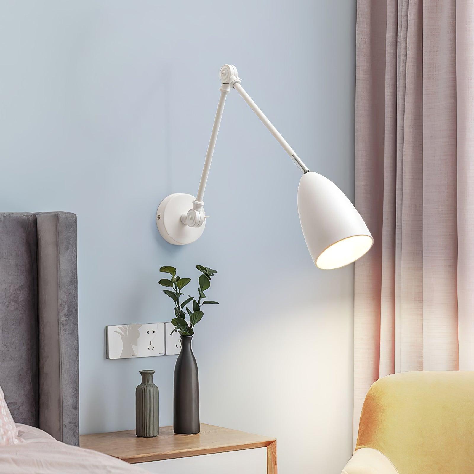 Modern Metal Adjustable Swing Arm Wall Mounted Sconce for Reading and Bedside Lighting