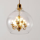 Modern Metal and Glass Adjustable Industrial Pendant Light with 9 LED Bulbs