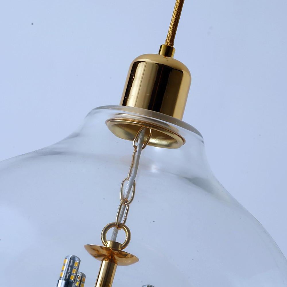 Modern Metal and Glass Adjustable Industrial Pendant Light with 9 LED Bulbs