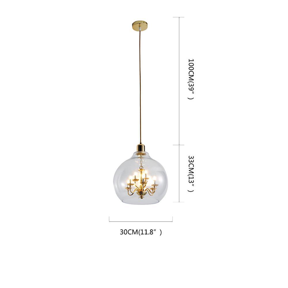 Modern Metal and Glass Adjustable Industrial Pendant Light with 9 LED Bulbs