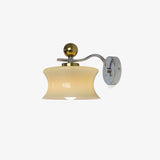 Modern Metal and Glass Wall Sconce Set of Two with Elegant Fabric Shade Gold and Chrome