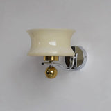 Modern Metal and Glass Wall Sconce Set of Two with Elegant Fabric Shade Gold and Chrome