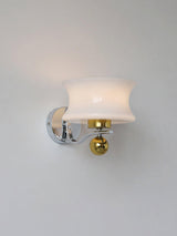 Modern Metal and Glass Wall Sconce Set of Two with Elegant Fabric Shade Gold and Chrome