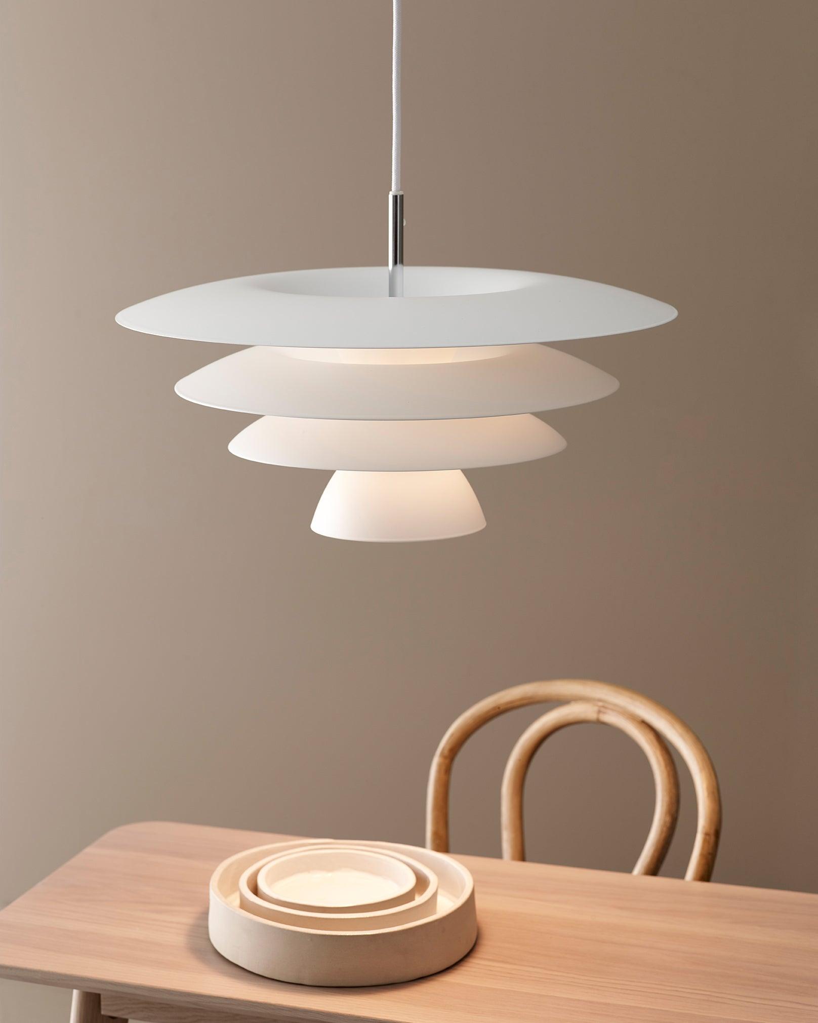 Modern Metal Geometric Pendant Light with Chrome Accents and Soft Diffusion