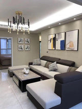 Modern Metal Tubular Chandelier with Multi Directional LED Lighting in Black and Gold