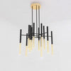 Modern Metal Tubular Chandelier with Multi Directional LED Lighting in Black and Gold