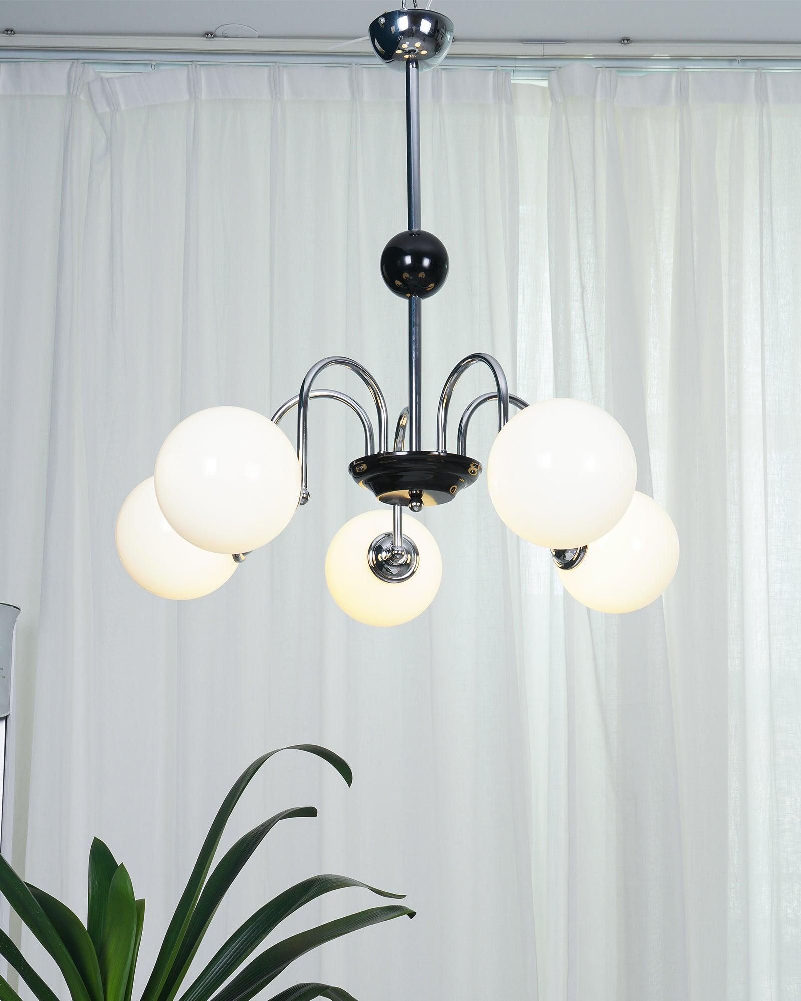 modern-mid-century-glass-globe-chandelier-with-metal-rod-frame-and-white-opal-shades
