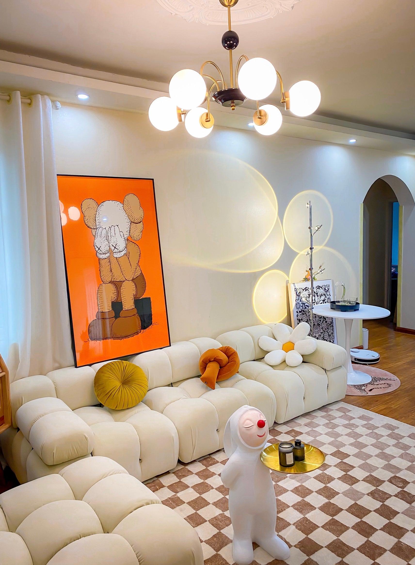 modern-mid-century-glass-globe-chandelier-with-metal-rod-frame-and-white-opal-shades