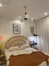 modern-mid-century-glass-globe-chandelier-with-metal-rod-frame-and-white-opal-shades