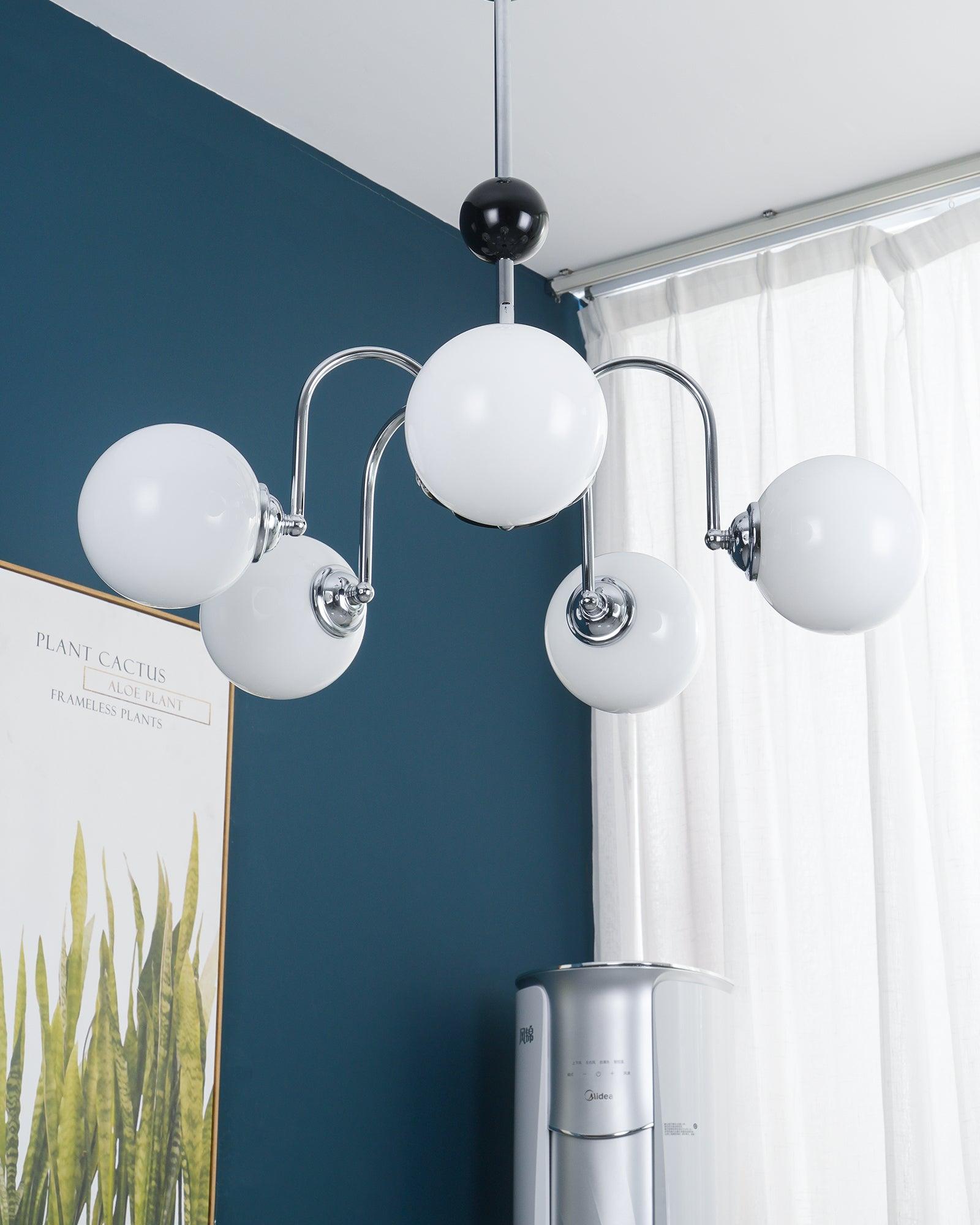 modern-mid-century-glass-globe-chandelier-with-metal-rod-frame-and-white-opal-shades