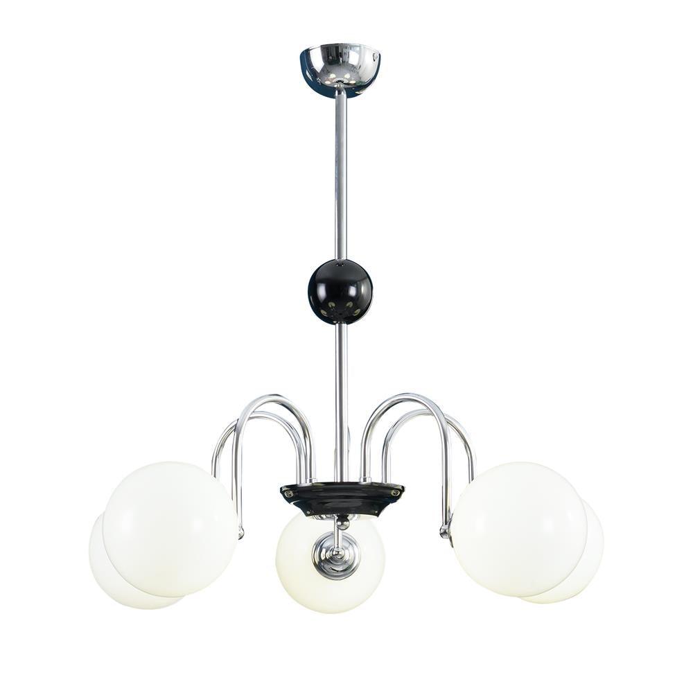 modern-mid-century-glass-globe-chandelier-with-metal-rod-frame-and-white-opal-shades