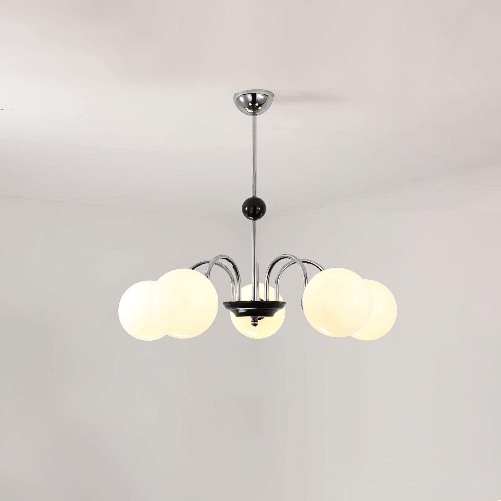 modern-mid-century-glass-globe-chandelier-with-metal-rod-frame-and-white-opal-shades