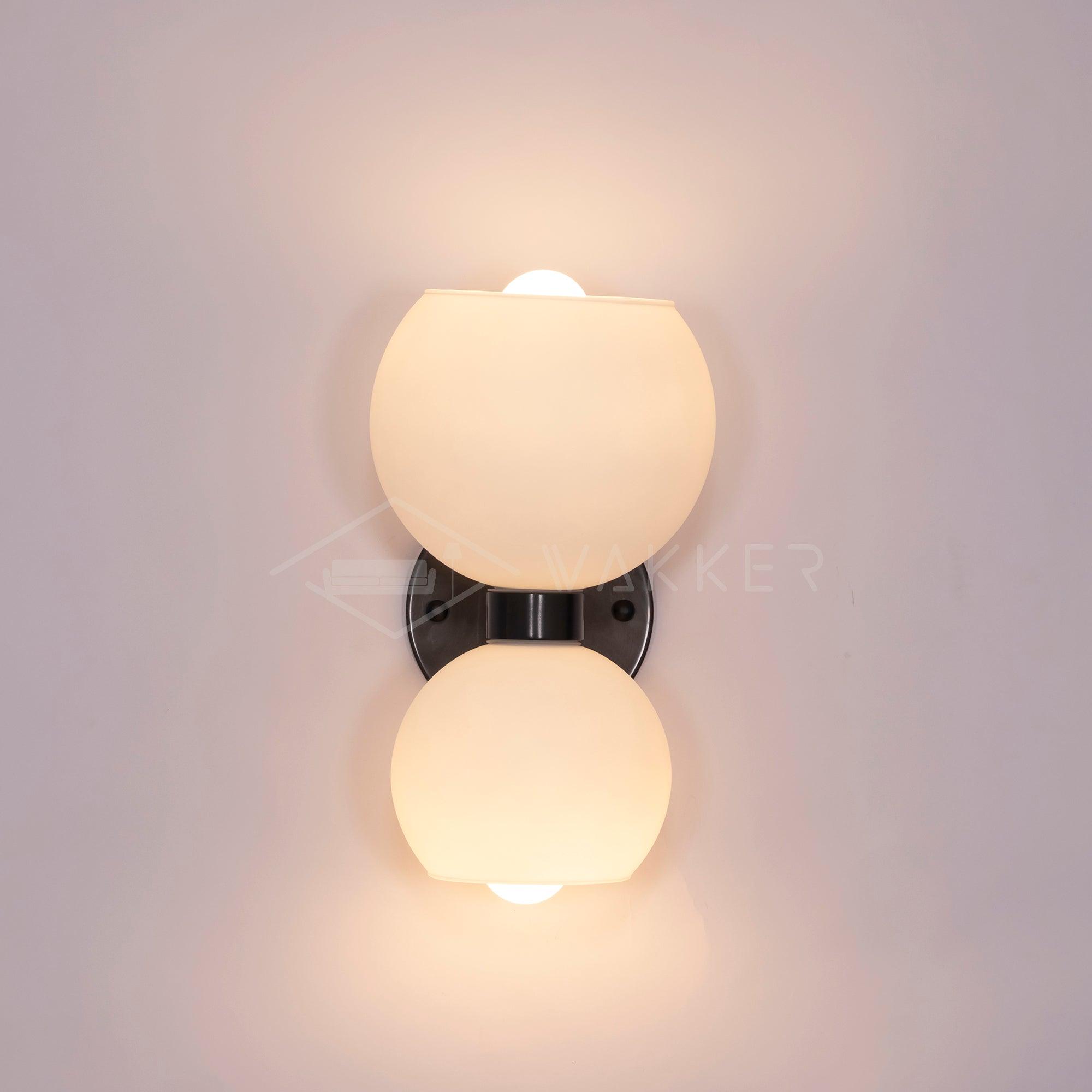 Modern Mid Century Glass Globe Wall Sconce Sculptural Indoor Brass Light Fixture