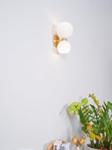 Modern Mid Century Glass Globe Wall Sconce Sculptural Indoor Brass Light Fixture