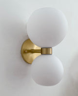 Modern Mid Century Glass Globe Wall Sconce Sculptural Indoor Brass Light Fixture
