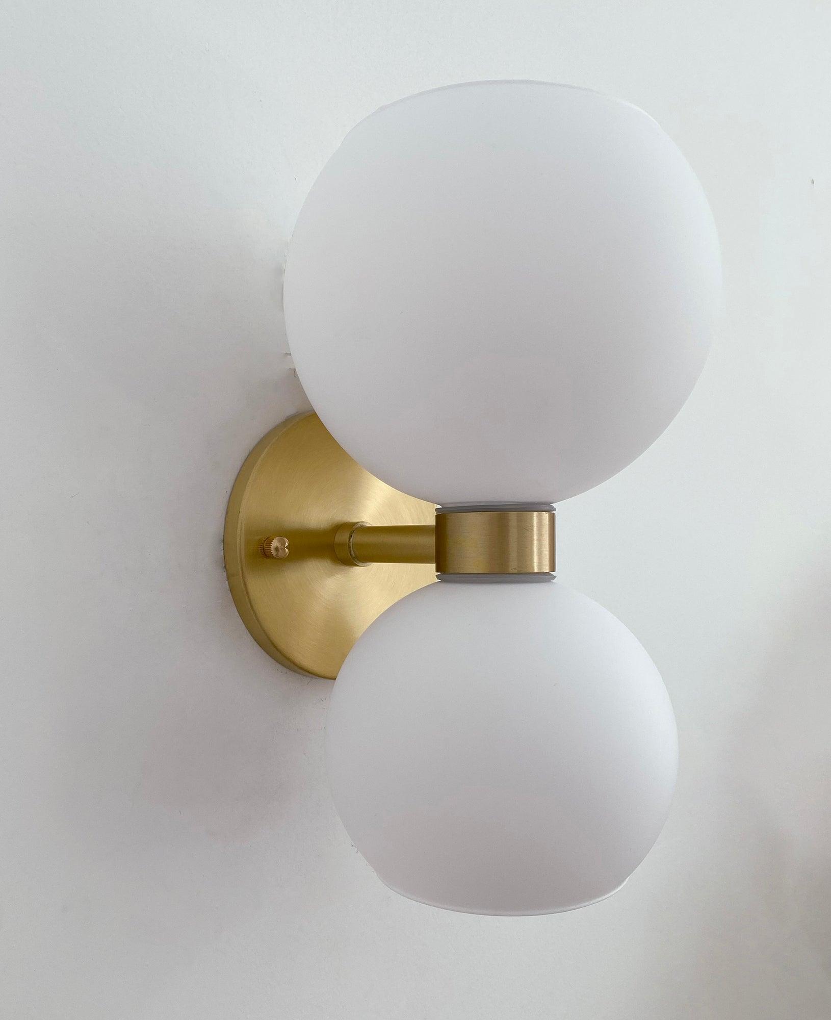 Modern Mid Century Glass Globe Wall Sconce Sculptural Indoor Brass Light Fixture