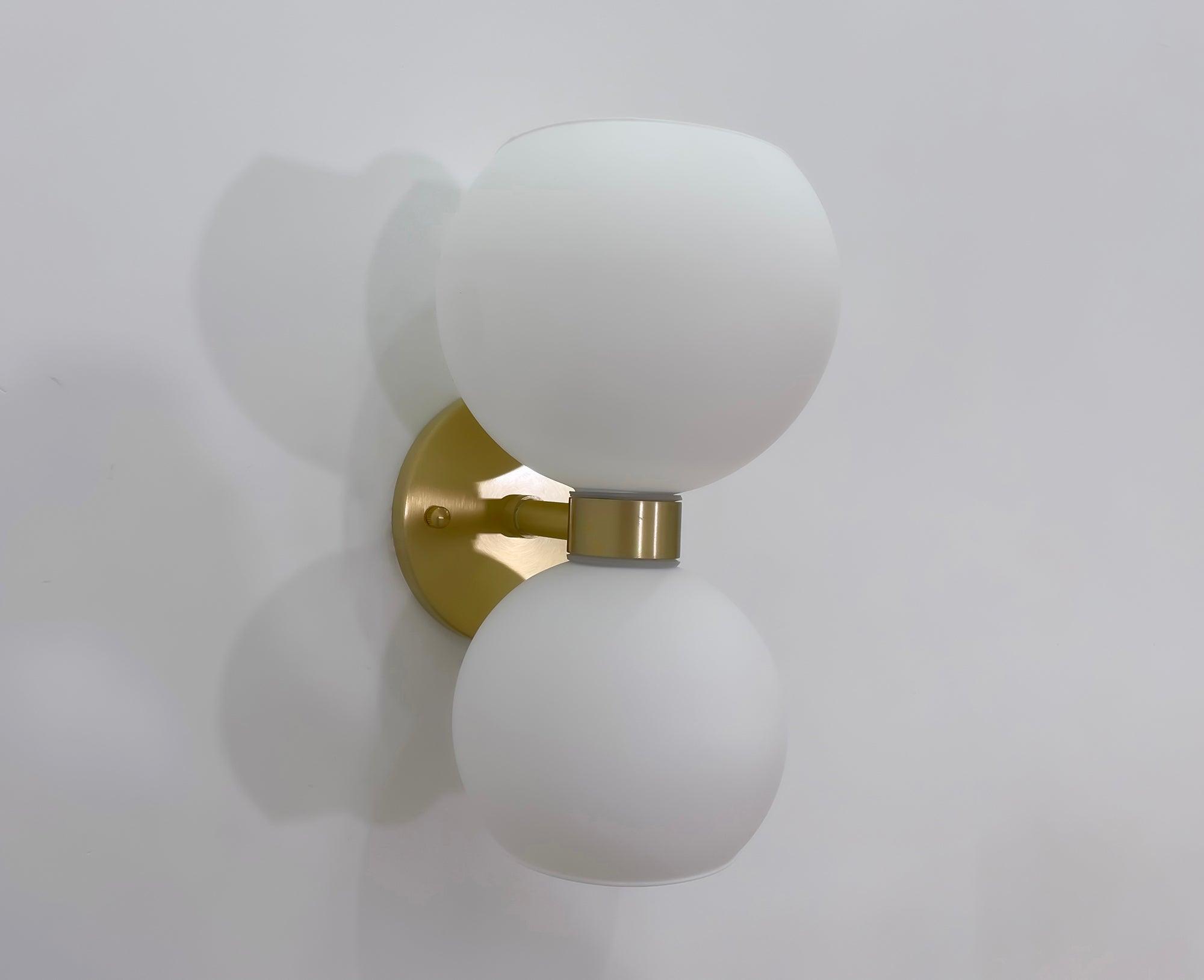 Modern Mid Century Glass Globe Wall Sconce Sculptural Indoor Brass Light Fixture