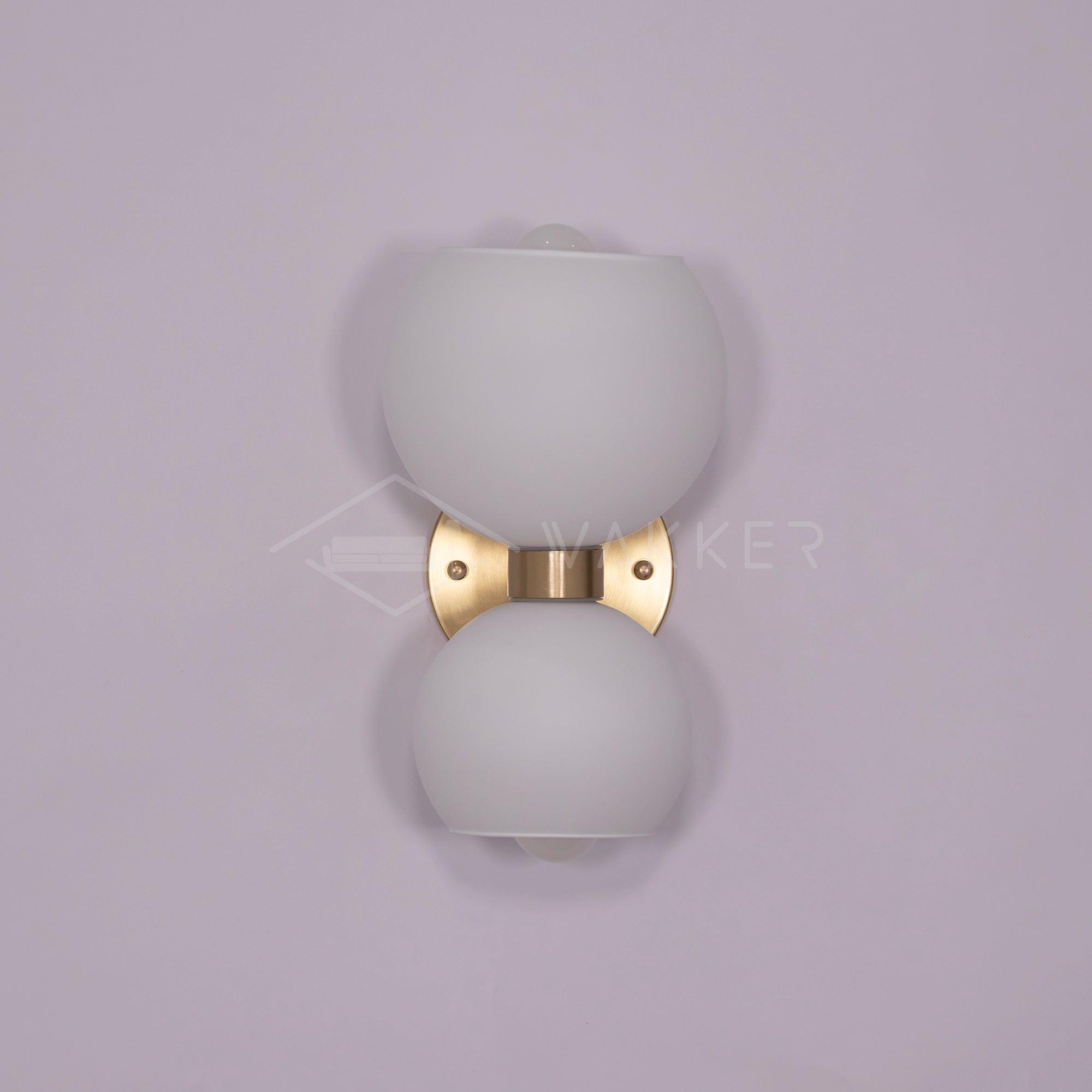 Modern Mid Century Glass Globe Wall Sconce Sculptural Indoor Brass Light Fixture