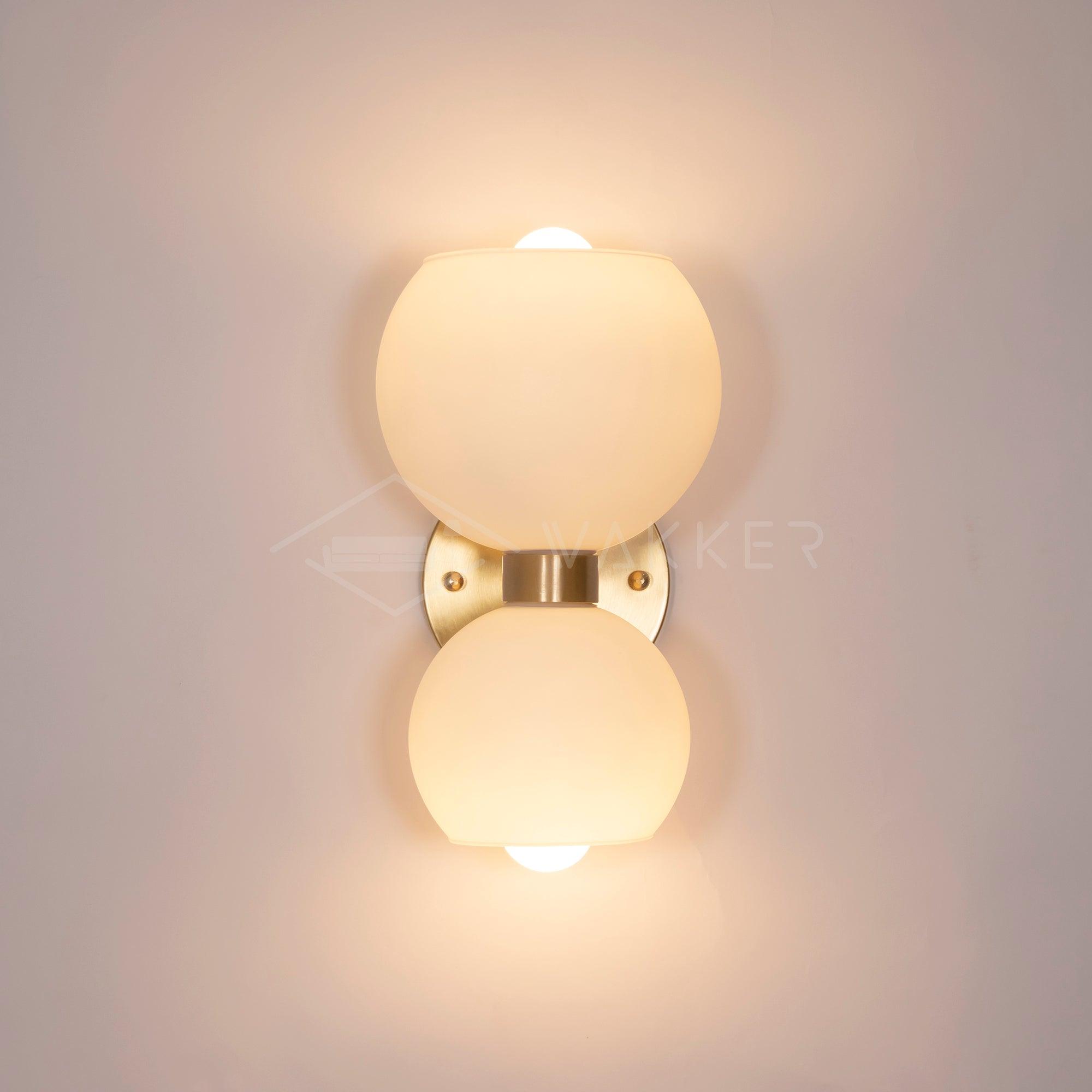 Modern Mid Century Glass Globe Wall Sconce Sculptural Indoor Brass Light Fixture
