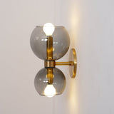 Modern Mid Century Glass Globe Wall Sconce Sculptural Indoor Brass Light Fixture