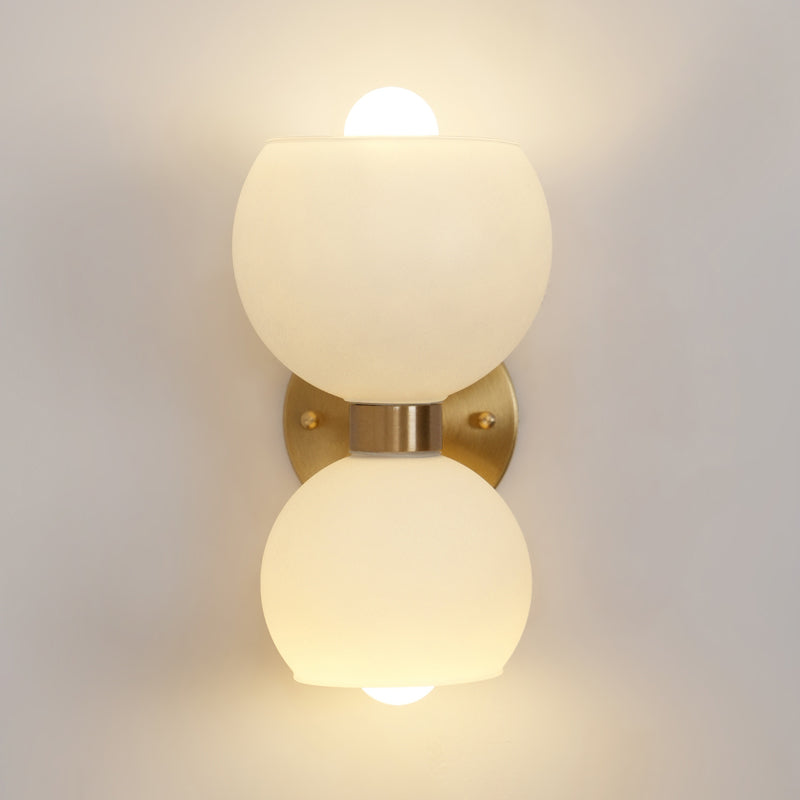 Modern Mid Century Glass Globe Wall Sconce Sculptural Indoor Brass Light Fixture