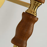 Modern Mid Century Walnut Wood Wall Sconce with Pleated White Linen Shade
