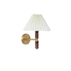 Modern Mid Century Walnut Wood Wall Sconce with Pleated White Linen Shade