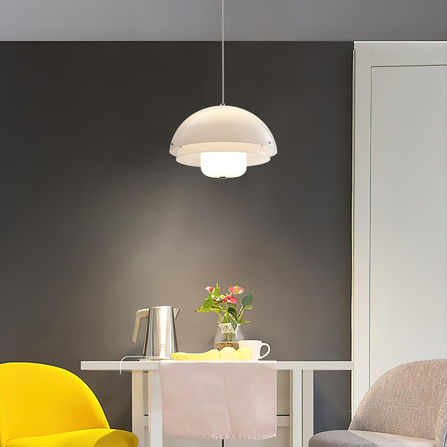 Modern Milk White Layered Glass Pendant Light Art Deco Droplet Ceiling Lamp