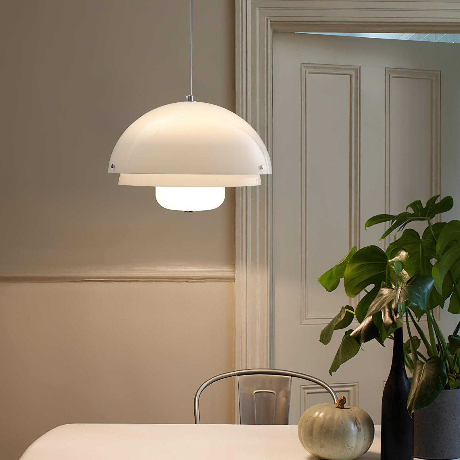 Modern Milk White Layered Glass Pendant Light Art Deco Droplet Ceiling Lamp