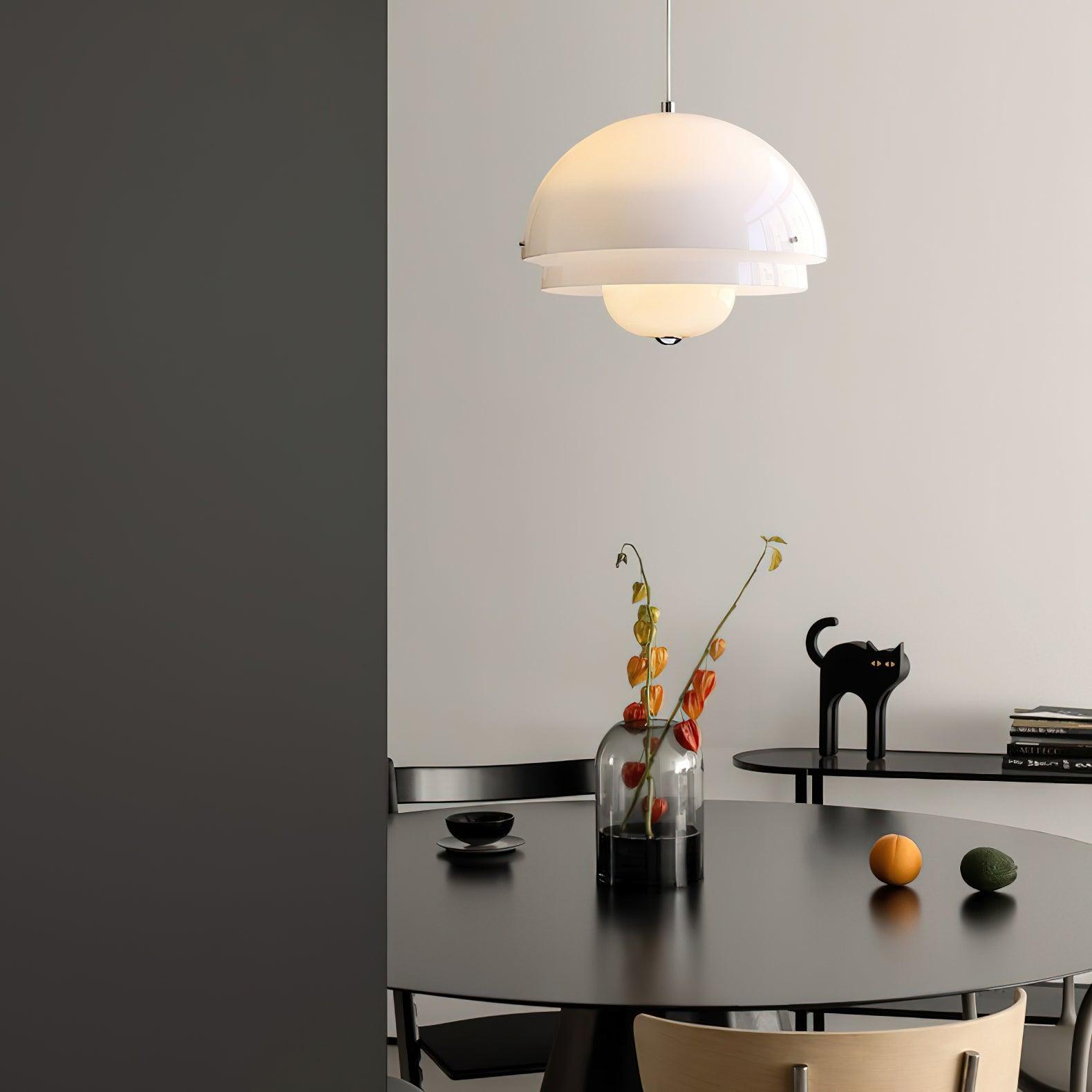 Modern Milk White Layered Glass Pendant Light Art Deco Droplet Ceiling Lamp
