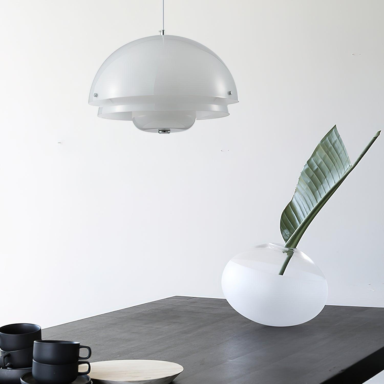 Modern Milk White Layered Glass Pendant Light Art Deco Droplet Ceiling Lamp