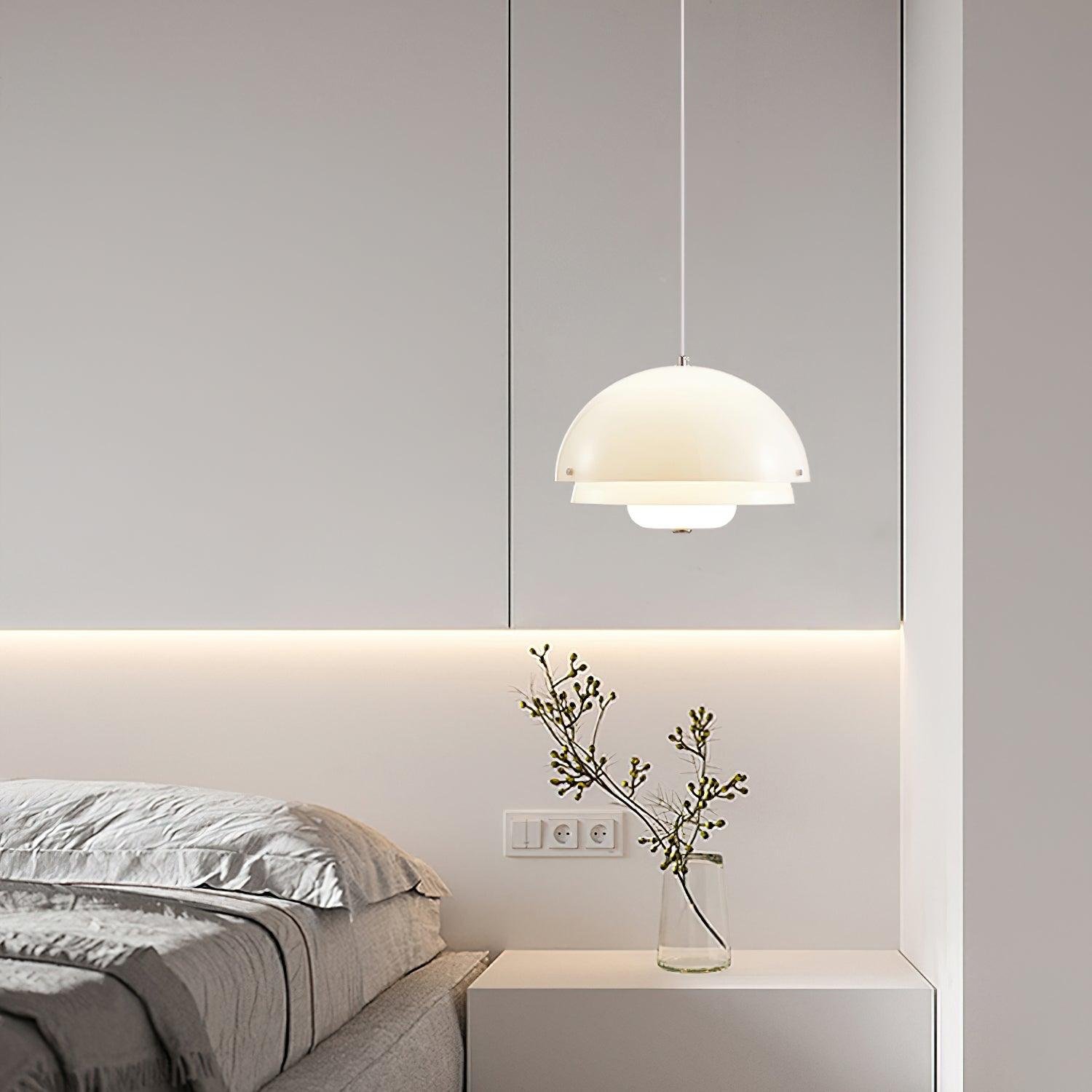Modern Milk White Layered Glass Pendant Light Art Deco Droplet Ceiling Lamp