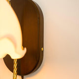 Modern Milky Flower Wall Sconce with Glass Shade and Wood Base Indoor Wall Lamp Set of Two