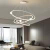 Modern Minimalist 3 Ring LED Pendant Lamp Dimmable Circular Chandelier in White or Black